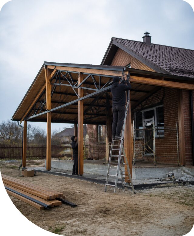 Пристройка навеса к дому и участку в Сосновом Боре под ключ